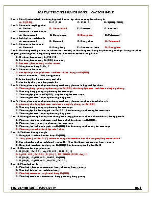 Bài tập trắc nghiệm Hóa học 12 - Chương II Cacbohiđrat